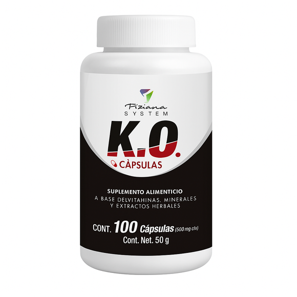 K.O. Cápsulas Naturales – Mezcla Termogénica con Extracto de Té Verde y Café Verde | 100 cápsulas