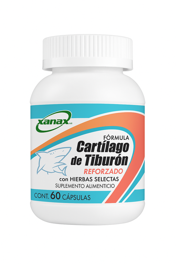 Cartílago de Tiburón con Mezcla Herbal – 60 Cápsulas | Movilidad, Huesos y Articulaciones