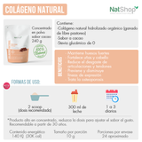 Colágeno Natural Hidrolizado en Polvo, Sabor a cacao orgánico, Con Stevia- 240g. NATSHOP
